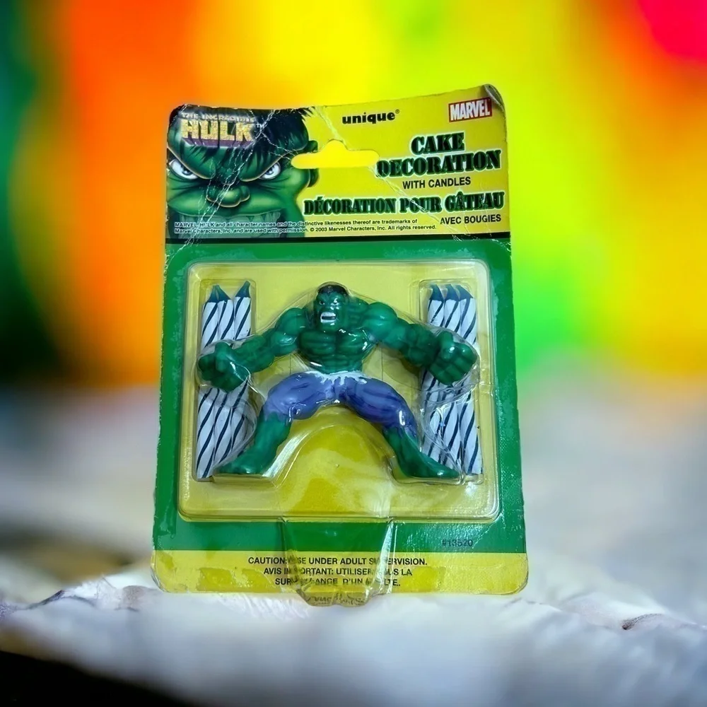 Hulk Cake Topper Candles Set NEW Marvel Vintage Green